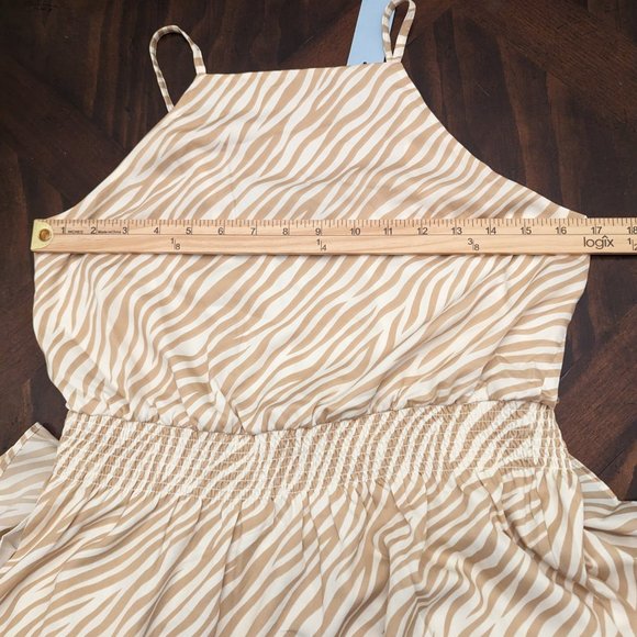 Zebra Stripe Square Neck Midi Flare Dress - Picture 9 of 10